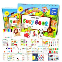GemPrime Goods GemPrime Busy Book for Toddlers, Montessori Preschool Learning Activities, 15 Themes, Tracing & Coloring Pages for Kids Ages 3+, Sensory Educational Toys for Autism - Perfect Christmas & Birthday Gift