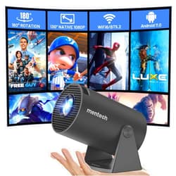 Mentech Mini Projector With WiFi and Bluetooth, 180° Rotatable Portable Projector, 130