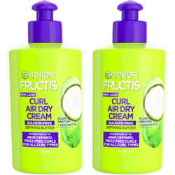 Garnier Fructis Curl Nourish Air Dry Cream, Sulfate Free Defining Butter Leave-in Conditioner, 10.2 Fl Oz, 2 Count (Packaging May Vary)