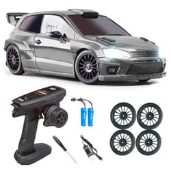 Moonzeamus LDRC 2801PRO 1/28 Mini RC Drift Car GTR 2.4GHz 4WD RTR with Gyro and 4PCS Drift Tires Racing Radio Control Cars (Silvery)