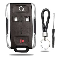 JJCHQ Key Fob Shell Case Replacement for Chevy Silverado Colorado GMC Sierra 1500 2500 3500 HD Canyon 2014 2015 2016 2017 2018 2019 2020 2021 M3N-32337100 4 Button Keyless Entry Remote Car Key Fob Cover