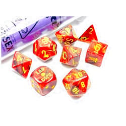 Chessex Underworld Vortex Dice with Yellow Numbers 7+1 Dice Set 16mm (5/8in) Limited Edition Lab Dice Chessex