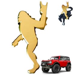 AKLOPE Add-A-Squatch to Your Bronco, 3x4 inch Emblem Overlay, Black and Silver Design, 3M Adhesive Decal for 2021-2025 Models (Bronze, Rock On)