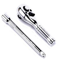 StrugDeas 3/8-Inch Drive Ratchet Wrench, 72-Tooth Stubby Quick-Release Socket Wrench with a Extension Bar(5 inch), Reversible Switch, Chrome Alloy Made, Full-Polished Chrome Plating