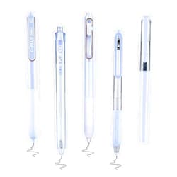 Temiary 5Pcs 0.5mm Retractable Aesthetic Gel Ink Pens, Cute Gel Pen No Smudge for Journaling Note Taking, Fine Point Smooth Writing Pen for Home School Office Supplies(Blue)