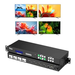 Yinker 4K 30Hz HDMI Matrix Video Wall Controller Multiviewer 4x4, Rack Mount Switcher Splitter Supports 2x2 Splicing & PIP & Audio Embedding & 90°,180°,270°Rotate & Web GUI & APP Control