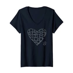 Bäume Wald, Natur Geschenke, lustige Sprüche Womens Funny heart puzzle comic design for men, women and children V-Neck T-Shirt