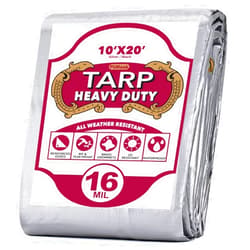 PliMook Tarp 10x20FT, 16 Mil Heavy Duty Large Tarps, Waterproof Tarp Cover with Brass Grommets and Reinforced Edges, UV Resistant, Rip & Fade Proof, Large Tarp for Shelter Camping Car Tent