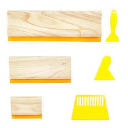 ZLY 6 PCS 6 Sizes Screen Printing Squeegee,3 Sizes 75 Durometer Wooden Ink Scraper for Screen Printing Fabric (3.93, 9.84, 13.77 inch),3 Sizes Plastic Ink Scraper (3.74, 3.93, 4.92 inch)