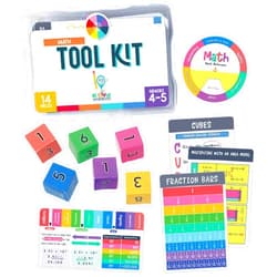 Carson Dellosa Education Carson Dellosa Be Clever Wherever Math Tool Kit, Grades 4-5 Math Manipulatives for Multiplication, Division, and Fractions with Math Charts, EZ-Spin Wheel, Math Cubes, and Reference Sticker (14 pc)