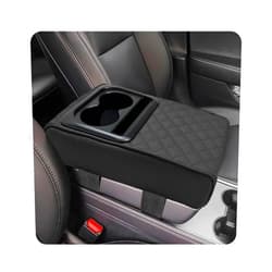 Yourkar Car Center Console Armrest Pillow, Waterproof Car Armrest Cover Cushion with Cup and Phone Holder, Memory Foam Arm Rest Box Protector for Most Vehicles, Car Accessories (Black)