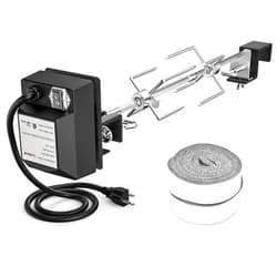Skyflame Stainless Steel Rotisserie Kit with Heavy Duty Rotisery Motor & Accessories - Compatible with Large BGE | Kamado Joe | Pit Boss & Other Outer Diameter 21.5