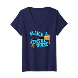 ADC Handbell Players Gear and Gifts Womens For Handbell Choir Ringers Make A Joyful Noise Graphic V-Neck T-Shirt