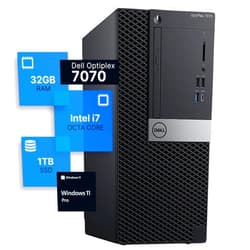 Dell Optiplex 7070 Tower Desktop Computer | Intel i7-9700 (3.4) | 32GB DDR4 RAM | 1TB SSD Solid State | Windows 11 Pro | Internal Wi-Fi 6 PCIe Adapter (Renewed)