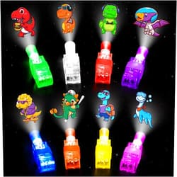 Malhaii 32 Finger Lights Dinosaur Party Favors Birthday Decorations, Goodie Bags Pinata Stocking Stuffers Fillers Dinosaur Toys Bulk Christmas Stuff for Kids 3 4 5 7 Light Up Party Supplies Classroom Prizes