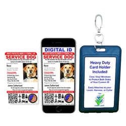 Just 4 Paws Custom Service Dog ID Card with QR Code & Security Seal and Optional Holograph | Registration to U S Service Dogs Registry Plus ID & Digital ID Holder- Portrait Style