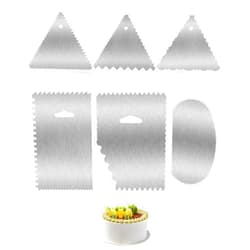 YQBOOM New 6pcs Cake Scraper 430 stainless Decorating Comb and Icing Smoother