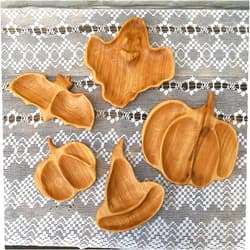 Ecowood Kyiv Halloween gift, Set of 5, Wooden plates, Oak plate, Wooden Child Plate, Party Plate, Eco friendly, Hand carved, Wood gift dish.
