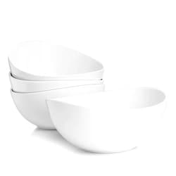 Sweese 8 Inch Porcelain 42 oz Serving Bowls Set of 4, for Salad | Soup | Snacks | Pasta - Microwave, Dishwasher, and Oven Safe - White