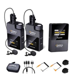 comica BoomX-D2 - Wireless Microphone System for Cameras, Camcorders, Smartphones, Laptops, Compact Wireless Lavalier Lapel Microphone with Dual-Channel Recording, Noise Reduction, Low Latency