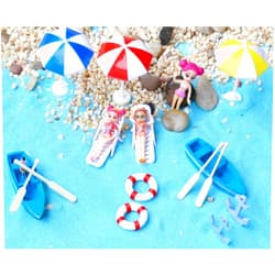 TATEELY 20 Pcs Fairy Garden Kits Figurines for Beach Miniatures Ornaments Fairies Gardens House Terrarium Kit Dollhouse Supplies DIY Outdoor Decorations Boat Ship Beach Chair Seascape