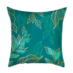 KUKNOS 18X18 Green Decorative Pillow Cover Gold Leaf Couch Pillow Cover Plant Sofa Pillow Cover for Living Room Bedroom 1PC