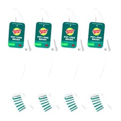 Scotch-Brite Pot + Pan Brush, Durable and Long Lasting Dish Brush with Handle for Scrubbing Stainless Steel, Outdoor Furniture, and Sinks without Scratching, Antimicrobial, and Rinses Clean