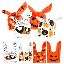 KOCOVIMI 100Pcs Halloween Treat Bags,4 Style New and Best Small Candy Bags Treat Bags for Kids, Cute Rabbit Ear Goody Bags Halloween Bags for Trick or Treat Goodie Party Cookie Bags for Halloween Party