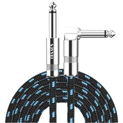 Sovvid Guitar Cable 15FT Instrument Cable - Sovvid Guitar Cord Electric Guitar Cable Guitar AMP Cord for Bass Guitar Keyboard 1/4 Inch Cable Right Angle Black Blue 15FT Black+Blue