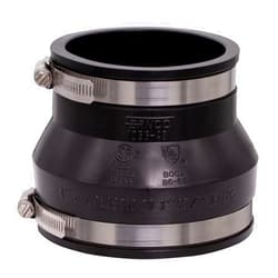 Fernco 1056-43 Reducing 4-in. x 3-in. Flexible PVC Pipe Coupling for Cast Iron and Plastic Plumbing Connections in Black