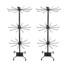 BestAlice 2Pack Jewelry Rack, 3 Tier Rotating Jewelry Display Holder, Necklace Holder Rack Fashion Counter Jewelry Tree Stand, Adjustable Metal Jewelry Hold(Black)