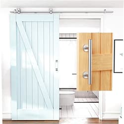 Hahaemall HAHAEMAIL 7.5FT Top Mount Stainless Steel Sliding Barn Door Hardware Track Kit with Barn Door Handle
