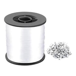 DSDFDS Strong Clear Invisible Hanging Wire - 0.8MM String Thick Nylon Wire Fishing Line 656FT Clear String Wire with 100Pcs Aluminum Crimping Sleeves for Picture Frame, String Light, Flowerpot, Craft