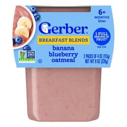 GERBER 2nd Food Infant Cereal Banana Blueberry Oatmeal 2x4oz