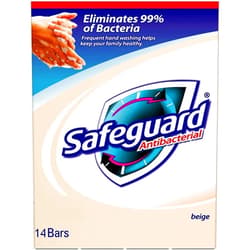 Safeguard 14 bars 4 ounce (113 gram) each beige washes away bacteria antibacterial soap bar
