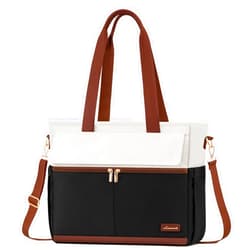 LOVEVOOK Laptop Bag for Women 15.6 Inch Laptop Tote Bag Large Capacity Work Bags Mutiple Pockets Teacher Bag with Removable Strap Water Resistant Computer Bag for Business Travel Nurse, Black Brown