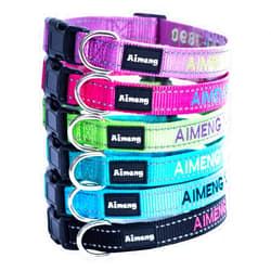Aimeng Personalized Dog Collar Adjustable Dog Collar Fadeproof Custom Embroidered with Pet Name and Phone Number, 11 Thread Color Options for Boy and Girl Dogs
