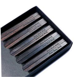 Handmade 5 Pairs Natural Black Ebony African Blackwood Chopsticks Reusable With Custom Personalized Engraving - Matte Finish Without Varnish - Square Handles - Chinese or Japanese Style - Box Set New Year Gift