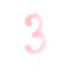 Dekora Original Birthday Candles Numbers in Pink - Candle 3 Birthday Girl - Birthday Candle 3 Years
