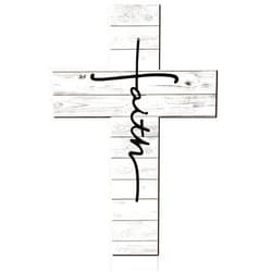 Jetec Faith Cross Wood Wall Art Wood Wall Hanging Cross Rustic Cross Wall Decor Vintage Cross Wall Art Religious Faith Cross Wall Decor Farmhouse Home Hanging Decor, 12 x 8 Inch