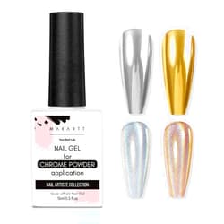 Makartt Gel Top Coat for Chrome Nail Powder - 15ml Clear No Wipe High Gloss Top Coat Gel Nail Polish Mirror Shine Long Lasting Easy Application, Soak off UV Lamp, DIY Home Salon Art Design
