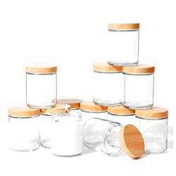 AQSXO 12 Pack 8oz Thick Glass Jars with Lids, Clear Round Containers Empty Food Storage Containers for Food Storage, Canning, Spices.