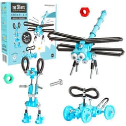 The OFFBITS The Off Bits Erector Set: Animal Mini STEM Toys for Kids 6+, Toy Building Sets with Nuts & Bolts, STEM Building Toys Gifts for Boys and Girls (Blue Dragonfy)