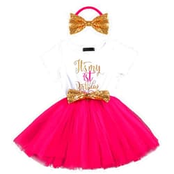 IBTOM CASTLE It's My 1st/2nd Birthday Cake Smash One Party Dress for Baby Girls Princess Shiny Sequin Bow Tutu Gown W/Headband Clothes Set