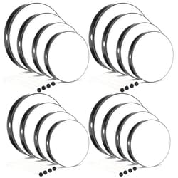 Konohan 16 Pcs Kids Hand Drums Wooden Frame Drum with Drum Stick, 12 Inch 10 Inch 8 Inch 6 Inch Educational Musical Instruments for Adults Drums Beginners for Home School Party Supplies (Black)