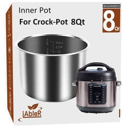 IAbler Original Inner Pot for Crock Pot 8 Quart - Stainless Steel Replacement Pot for Crock-Pot 8 Qt Multi-Cooker Crockpot XL Pressure Cooker Accessories Parts