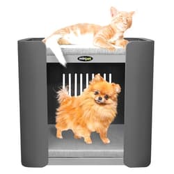 Mirapet Pet Penthouse - Premium Pet Condo for Superior Comfort - Stylish Design -Convenient & Cozy for Indoor/Outdoor Pets - Durable & Safe Pet Beds with Ventilation (Med Gray/Dark Gray, Condo)