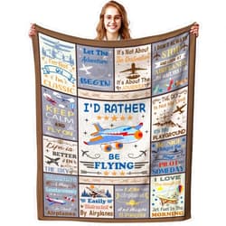 Esconal Airplane Blanket for Kids Toddler Plush Pilot Aircraft Throw Blankets Aviation Adventure Lovers Gifts Airplanes Gifts for Boys Pilots Men Adults Bedding Sofa Living Room 50
