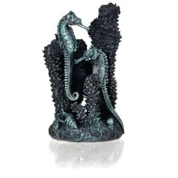 biOrb Small Seahorse Sculpture, Ceramic Resin Centerpiece for Freshwater and Marine Aquariums, Black