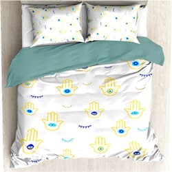 Todeyya Evil Eye 3 Pieces Duvet Cover (Queen Size) with 2 Pillow Shams, Microfiber Lightweight 3pcs Comforter Cover Set Coverlet, with Zipper Closure Corner Bedding All Season